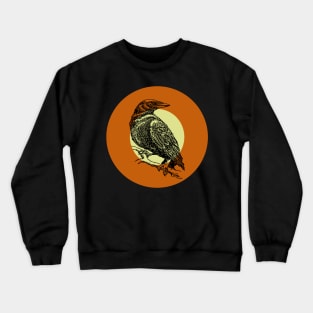 Halloween Crow, Signs, Omens, and Fortunes - Pale Green, Orange, and Black Variation Crewneck Sweatshirt